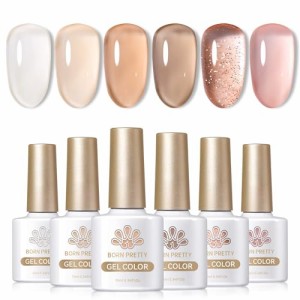 BORN PRETTY カラージェル ジェルネイル 6色 ジェルポリッシュキットセット10ml 透明感あり シアーカラー gel nail ge