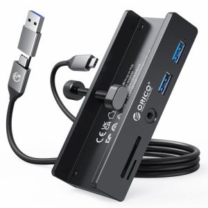 ORICO USB C ハブ クランプ 固定 5Gbps高速転送 Micro SD/SDカードリーダー USB-Aポート 3.5mmオーディオポ