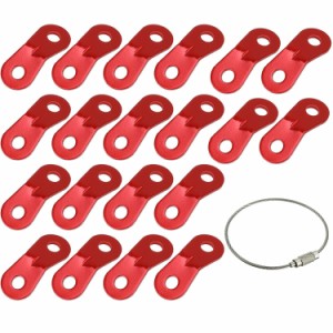 金具（赤いマッチング・ワイヤー・ループ20本）アルミニウム 自在金具 ロープ長さ調整 アウトド アキャンプ テント 5ｍｍまで対応