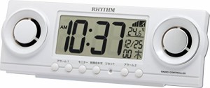 リズム(RHYTHM) 大音量 目覚まし時計 電波時計 デジタル 20種音 & ダブル アラーム 白 フィットバトラージューク 8RZ177SR
