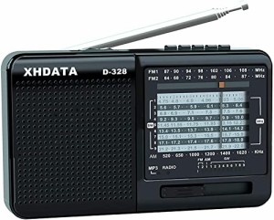 XHDATA D-328 小型ポータブルラジオ 高感度 FM/AM/SW/ワイドFM対応 短波ラジオ MP3プレーヤー TFカード対応 DSP