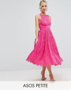 【即日発送】ASOS エイソス PETITE 小さいサイズ SALON Exclusive Lace Halter Pinny Midi Prom Dress ドレス ワンピース