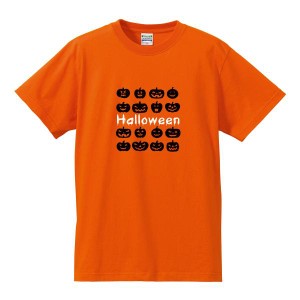 ゆうパケット発送対応★ハロウィンTシャツ 「並んだかぼちゃ」 ハロウィーン/半袖/tshirts/サイズS〜XL
