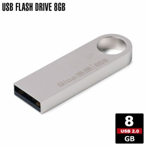 【メール便送料無料】 USBメモリ 8GB USB2.0対応 usbメモリ 小型 シルバー 亜鉛合金 USBメモリー ストラップホール 外付け パソコン メモ