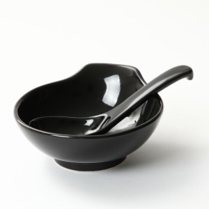 [商品レビューでポイント5％還元] 日常茶飯器 漆黒 呑水 とんすい お碗 小鉢 14cm ＜京都匙亀＞