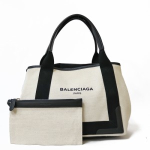 【限界値下げ祭】      バレンシアガ BALENCIAGA ネイビーカバ S トートバッグ ホワイト レディース 中古