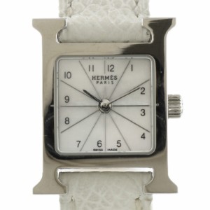 【限界値下げ祭】      HERMES エルメス SS 腕時計 時計 ホワイトシェル　ホワイトレザーベルト Hウォッチミニ HH.110 シルバー ホワイト