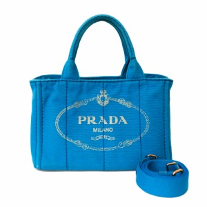 【限界値下げ祭29-OF】 プラダ カナパトート PM トートバッグ プラダ キャンバス ブルー レディース PRADA 中古ハンドバッグ