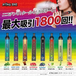 電子VAPE ATING BAR 電子タバコ 使い捨て VAPE ニコチンゼロ タールゼロ 禁煙グッズ フレーバー エーティングバー シーシャ 送料無料