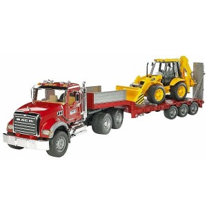 車 おもちゃ ブルーダー BRUDER MACK トラック＆JCB 4CX バックホーローダー 02813 トレーラー トラック ショベル 重機 ミニカー 1 16