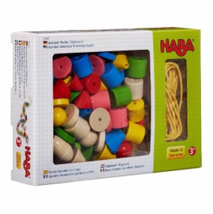 木のおもちゃ ビーズ ひも通し ドイツ 知育 HABA ハバ カラービーズ・６シェイプ HA2155