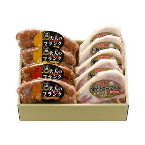 愛知 秀麗豚 骨付ロースハム &三河黒豚 大人のフランクセット 食品 ギフト プレゼント 贈答 熨斗 のし 贈り物 記念日 お祝い 冠婚葬祭 内