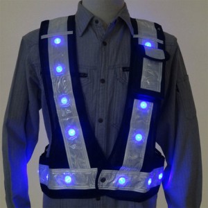 ミズケイ 多機能ベスト「光ルンデス」青LEDタイプ紺/白 ミズケイ 保護具 作業服 安全ベスト(代引不可)【送料無料】