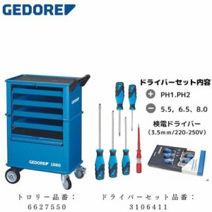 GEDORE  ツールトロリー両側引キ出シ4段 ドライバーセット付キキャンペーン ゲドレー社 手作業工具 工具セット キャビネットタイプ(代引