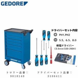 GEDORE  ツールトロリー両側引キ出シ6段 ドライバーセット付キキャンペーン ゲドレー社 手作業工具 工具セット キャビネットタイプ(代引