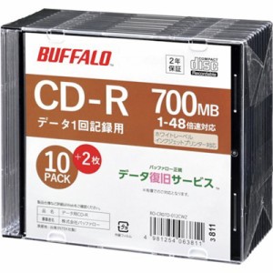 バッファロー 光学メディア CD-R PCデータ用 700MB 法人チャネル向け 10枚+2枚 ROCR07D012CWZ オフィス・住設用品 OA用品 メモリ(代引不