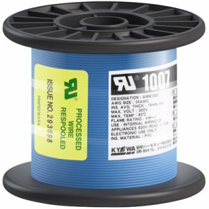 KYОWA UL耐熱ビニル絶縁電線 UL1007 AWG26 100M 青 UL1007AWG26100MBL 電子機器 電設配線部品 電線(代引不可)