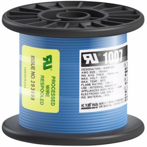 KYОWA UL耐熱ビニル絶縁電線 UL1007 AWG18 50M 青 UL1007AWG1850MBL 電子機器 電設配線部品 電線(代引不可)