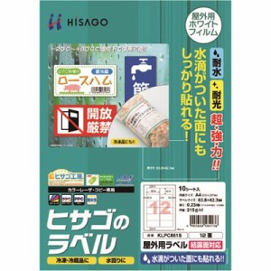 ヒサゴ 屋外用ラベル 結露面対応 A4 12面 KLPC861S オフィス・住設用品 オフィス備品 ラベル用品(代引不可)