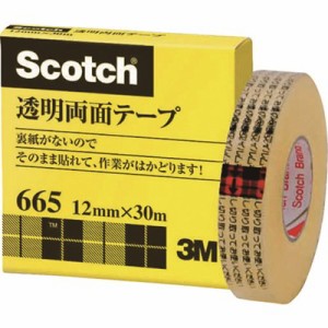 3M 透明両面テ-プ ライナーなし 12mmX30m 巻芯径25mm 665112 梱包用品 テープ用品 汎用両面テープ(代引不可)