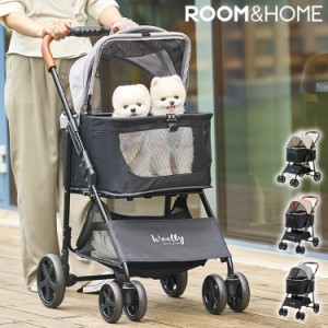 roomnhome EASY ペットカート フォールディング ワイド ペットキャリー 折りたたみ 多頭 犬カート 小型犬 中型犬 ペット用 カート おでか