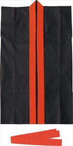 ロングハッピ不織布 黒（赤襟）S（ハチマキ付） 1552