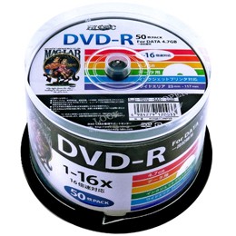 HI DISC DVD-R 4.7GB 50枚スピンドル 1〜16倍速対応 ワイドプリンタブル HDDR47JNP50(代引き不可)