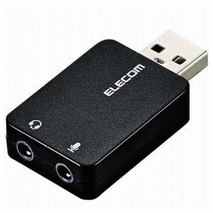 【5個セット】エレコム オーディオ変換アダプタ USB-φ3.5mm オーディオ出力 マイク入力 直挿し コンパクト ブラック USB-AADC01BKX5(代