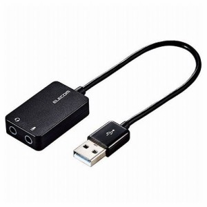 【5個セット】エレコム オーディオ変換アダプタ USB-φ3.5mm オーディオ出力 マイク入力 ケーブル付 15cm ブラック USB-AADC02BKX5(代引