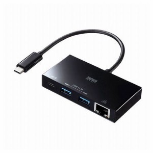 サンワサプライ USB Type-Cハブ付き ギガビットLANアダプタ USB-3TCH20BK(代引不可)【送料無料】