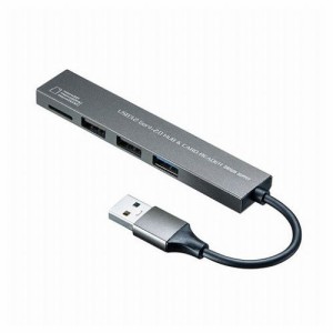 サンワサプライ USB 3.2 Gen1+USB2.0 コンボ スリムハブ カードリーダー付き USB-3HC319S(代引不可)