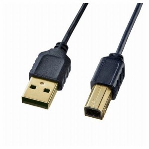 サンワサプライ 極細USBケーブル USB2.0 A-Bタイプ 1m ブラック KU20-SL10BKK(代引不可)【送料無料】