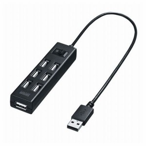 サンワサプライ USB2.0ハブ 7ポート・ブラック USB-2H702BKN(代引不可)