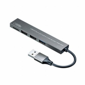 【5個セット】 サンワサプライ USB 3.2 Gen1+USB2.0 コンボ スリムハブ カードリーダー付き USB-3HC319SX5(代引不可)【送料無料】