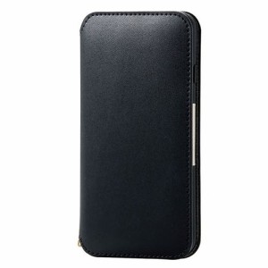 エレコム iPhone SE 第3世代 レザーケース 手帳型 NEUTZ 磁石付 ブラック PM-A22SPLFY2BK(代引不可)