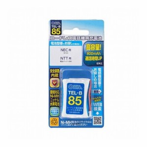 オーム電機 コードレス電話機用充電式ニッケル水素電池 05-0085 TEL-B85(代引不可)【送料無料】