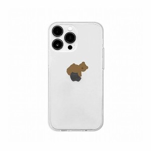 168cm ソフトクリアケース for iPhone 14 Pro リンゴとブラウンベア 背面カバー型 16823838i14P(代引不可)