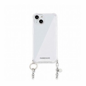 PHONECKLACE チェーンショルダーストラップ付きクリアケース for iPhone 14 Plus シルバー 背面カバー型 PN23892i14MSV(代引不可)【送料