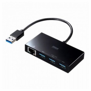 サンワサプライ USB3.2 Gen1 ハブ付き ギガビットLANアダプタ USB-3H322BKN(代引不可)【送料無料】