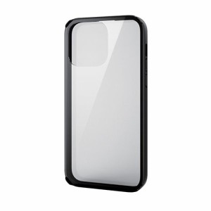 エレコム iPhone 14 Pro Max ハイブリッドケース 360度保護 背面ガラス PM-A22DHV360MBK(代引不可)【送料無料】