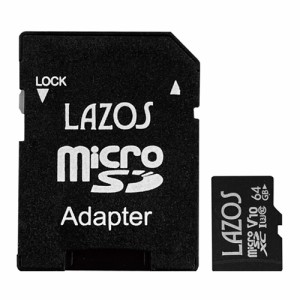 【20個セット】 Lazos 高耐久microSDカード 64GB 紙パッケージ L-B64MSD10-U3V10X20(代引不可)【送料無料】