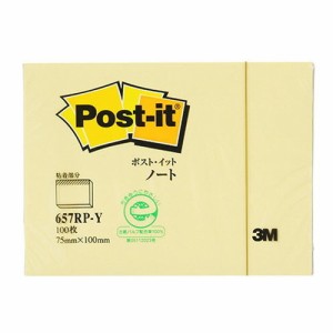 3M Post-it ポストイット 再生紙 ノート イエロー 3M-657RP-Y(代引不可)
