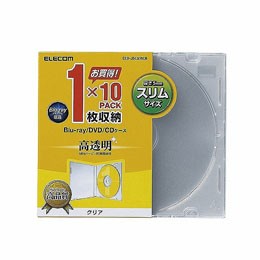 エレコム Blu-ray/DVD/CDケース(スリム/PS/1枚収納) CCD-JSCS10CR【送料無料】