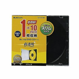 エレコム Blu-ray/DVD/CDケース(スリム/PS/1枚収納) CCD-JSCS10BK【送料無料】