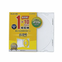 エレコム Blu-ray/DVD/CDケース(スリム/PS/1枚収納) CCD-JSCS10WH【送料無料】