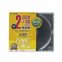 エレコム Blu-ray/DVD/CDケース(スリム/PS/2枚収納) CCD-JSCSW10CR【送料無料】