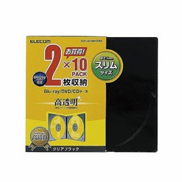 エレコム Blu-ray/DVD/CDケース(スリム/PS/2枚収納) CCD-JSCSW10CBK