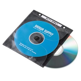 サンワサプライ DVD・CD不織布ケース(リング穴付・ブラック) FCD-FR100BKN