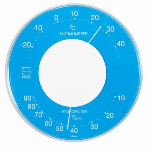 EMPEX 温度・湿度計 セレナカラー 丸型 置き掛け兼用 LV-4356 ブルー【送料無料】