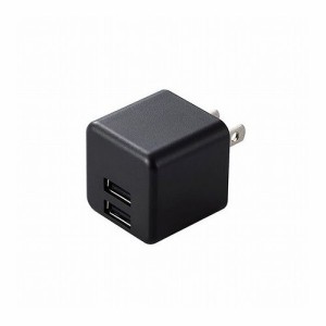 エレコム AC充電器/スマホ・タブレット用/2.4A出力/USB-Aメス2ポート/おまかせ充電搭載/キューブ型/ブラック MPA-ACU11BK(代引不可)【送 